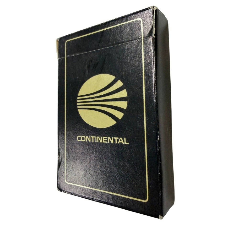 Vintage Continental Airlines Playing Cards Deck Black Gold Logo Memorabilia